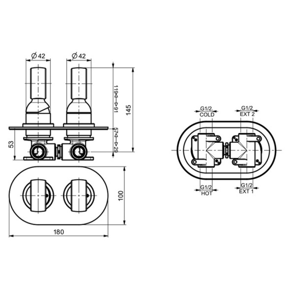 Смеситель для душа встраиваемый Webert Opera OA860101015, хром