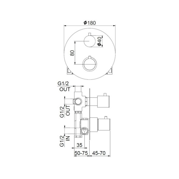 Смеситель для душа встраиваемый с термостатом Webert Sax Evolution SE970903015, хром
