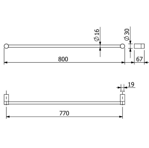 Держатель полотенца KLUDI VELA R 58961N1 широкий 800 мм