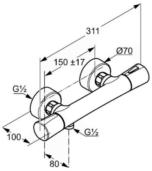 Термостат KLUDI ZENTA 351000538 для душа настенный с подключением шланга