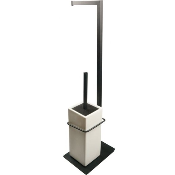 Stil Haus Urania, стойка: бумагодержатель + ерш керамический, цвет черный матовый - белая керамика