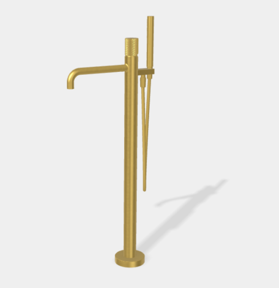 Смеситель для ванны и душа, Fima Carlo Frattini, Spillo Tech, G COLLECTION, напольный, цвет-золото брашированное F3034T/6NGOS