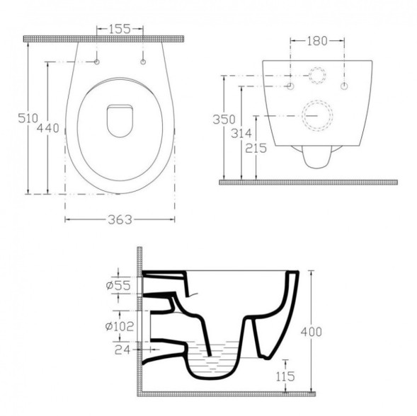Унитаз ISVEA Sentimenti подвесной ШГВ 363*510*400 цвет-белый 10AR02007