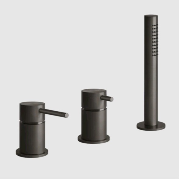 Gessi Смеситель для ванны и душа, 316 Bath Shower, на 2 потребителя, цвет Черный брашированный металл  54043#707