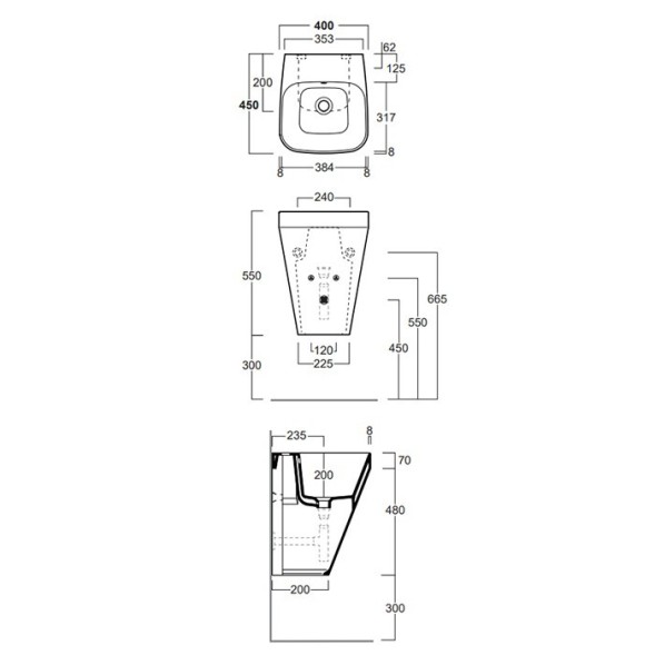 Раковина SIMAS BADEN BADEN подвесная с одним отверстием цвет белый BB13/F87