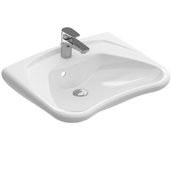 Villeroy&amp;Boch Раковина, O'Novo Vita, шг 600*490, отверстия для смесителя-1 сквозное, 2 промаркированных, CeramicPlus, цвет-альпийский белый 711963R1