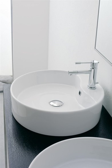 Раковина Scarabeo GEO R накладная с переливом с одним отверстием цвет белый 8029/R