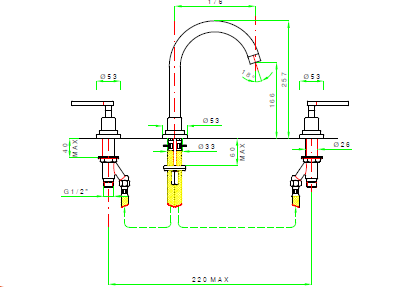 Nicolazzi Смеситель для раковины Mac Kinley 05 2208TC OS 29 цвет латунь брашированная