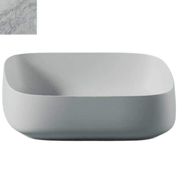 Раковина Artceram Cognac Quadro накладная без отверстий  цвет Carrara COL009 47 00