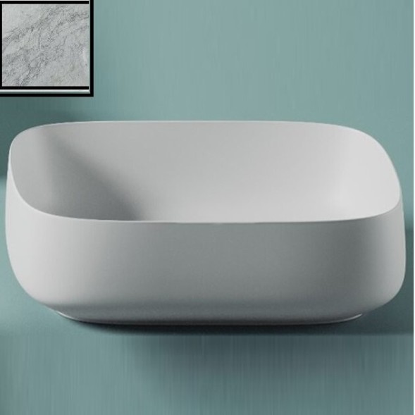 Раковина Artceram Cognac Quadro накладная без отверстий  цвет Carrara COL009 47 00