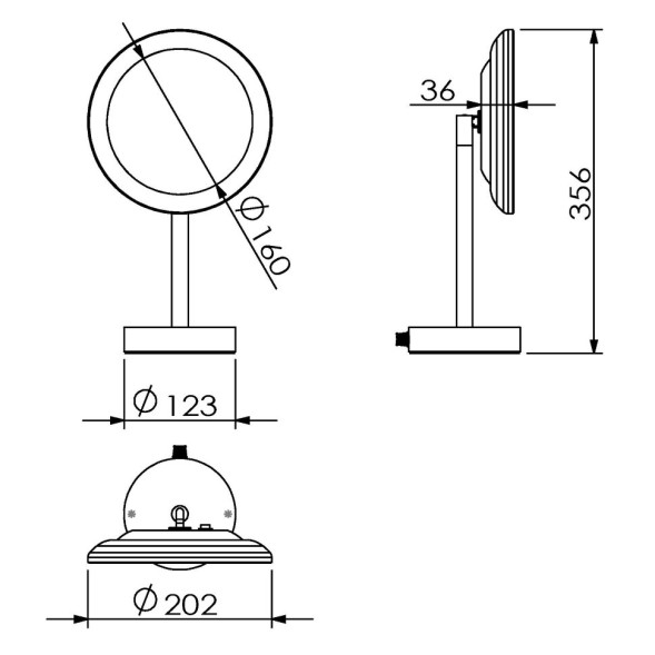 Зеркало LANGBERGER ACCESSORIES 70585 настольное поворотное трехкратное увеличение с подсветкой штекерная розетка цвет хром