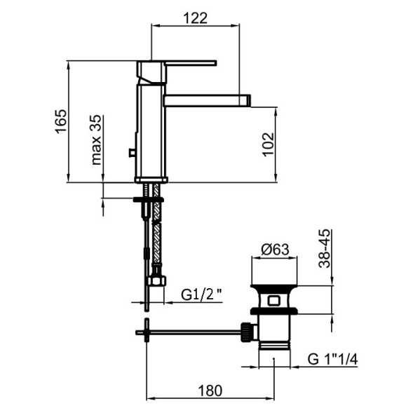 Смеситель для раковины Webert Azeta New AA830102015. хром