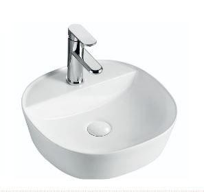 NOFER Раковина накладная овальная, с полочкой для смесителя 405x405x120 мм SPIN 40 CG. 23541 белый