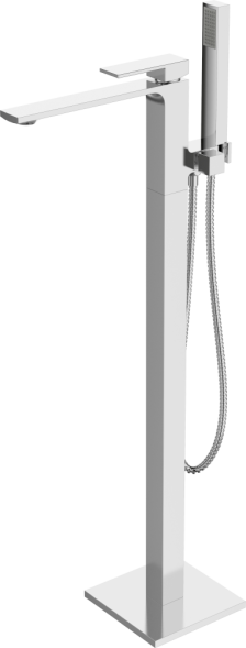 AQG Bold, однорычажный напольный смеситель для ванны (излив 24 см), с дивертером, цвет хром