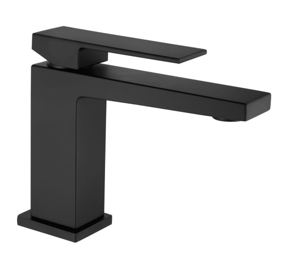 Fiore Kube, однорычажный смеситель для раковины (излив 13 см), с донным клапаном click-clack, цвет черный матовый