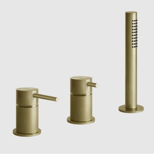 Gessi Смеситель для ванны и душа, 316 Bath Shower, на 2 потребителя, цвет Латунь матовая  54043#727