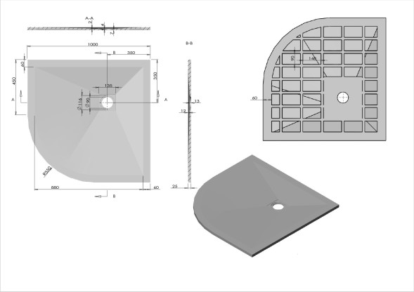 Vincea Поддон для душа из искусственного камня  VST-4SQ1010W, 1000*1000*25, белый матовый