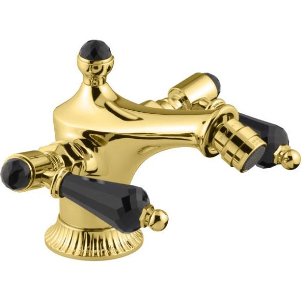 Emmevi The One Atena, смеситель для биде. Черные кристаллы Swarovski, цвет золото 98004LCSWNE/OR