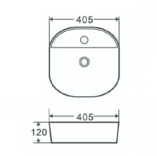NOFER Раковина накладная овальная, с полочкой для смесителя 405x405x120 мм SPIN 40 CG.23596 матовый черный