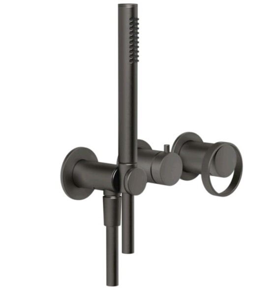 Gessi Смеситель для душа, Anello, на 2 потребителя, цвет Черный брашированный металл  63345#707