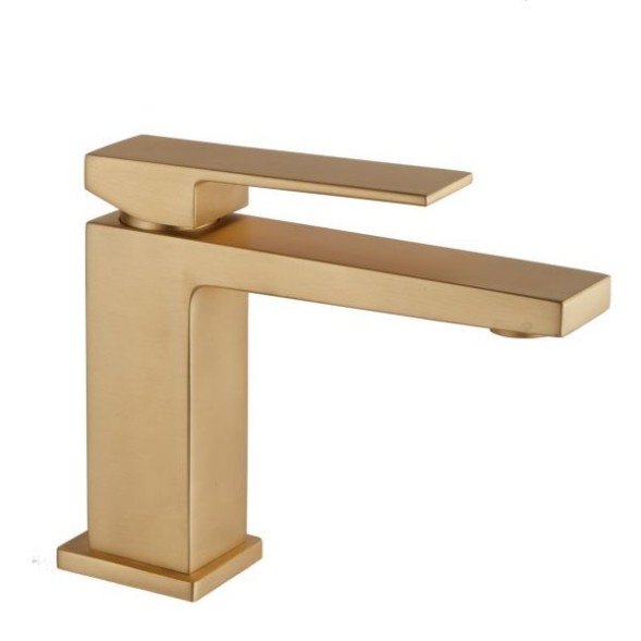 Fiore Kube, однорычажный смеситель для раковины с донным клапаном click-clack, цвет матовое золото
