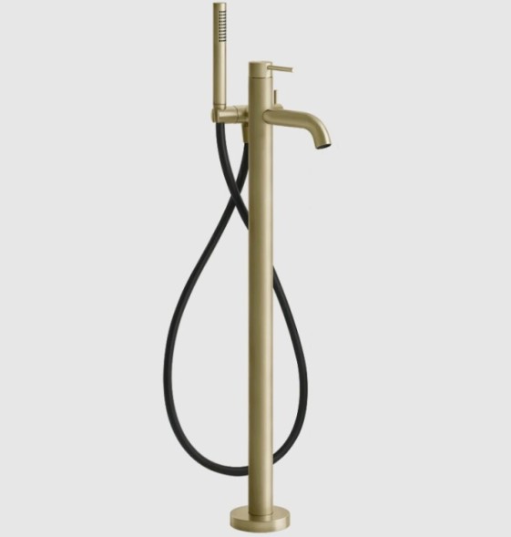 Gessi Смеситель для ванны и душа, 316 Bath Shower, напольный, цвет Латунь матовая  54028#727