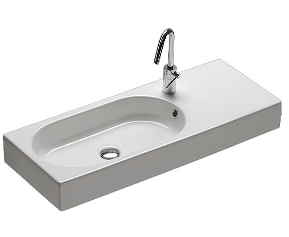 Раковина HATRIA AREA Y0UE01 подвесная или на тумбу с одним отверстием с переливом цвет белый