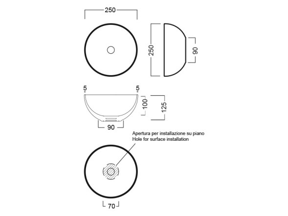 Раковина HATRIA HAPPY HOUR Y5A501 накладная без отверстия без перелива цвет белый