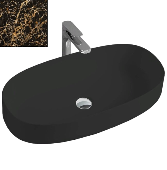 Раковина Artceram Cognac Quadro накладная без отверстий  цвет portoro gold COL005 48 00