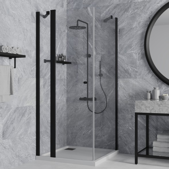 Paini Душевое ограждение 90х90 см Cox, квадратное, распашное, универсальное, черный (YO)