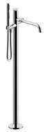 Emmevi Filobrass, однорычажный напольный смеситель для ванны на 1 ноге (излив 18,2 см), рукоятка без стержня, c набором для душа, цвет брашированное з 85030ZI/ORS