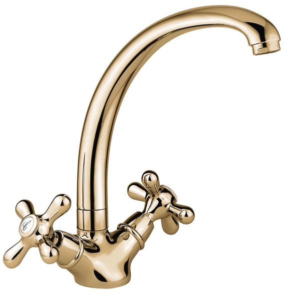 Emmevi Deco Classic, двухвентильный кухонный смеситель (поворотный излив 21 см), без донного клапана, цвет бронза 12717/BR