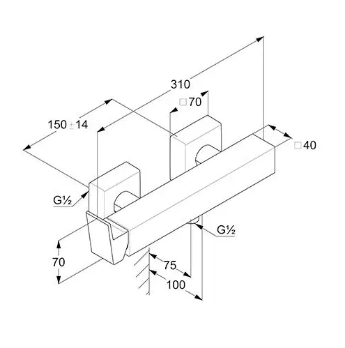 Смеситель KLUDI DECUS 548310575 для душа настенный с подключением шланга