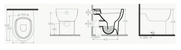 Унитаз ISVEA Absolute приставной ШГВ 347*500*410 цвет-белый 10AB10002