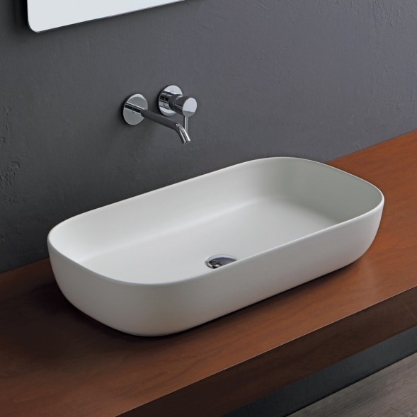 Раковина Scarabeo GLAM накладная без перелива без отверстий цвет белый 1803