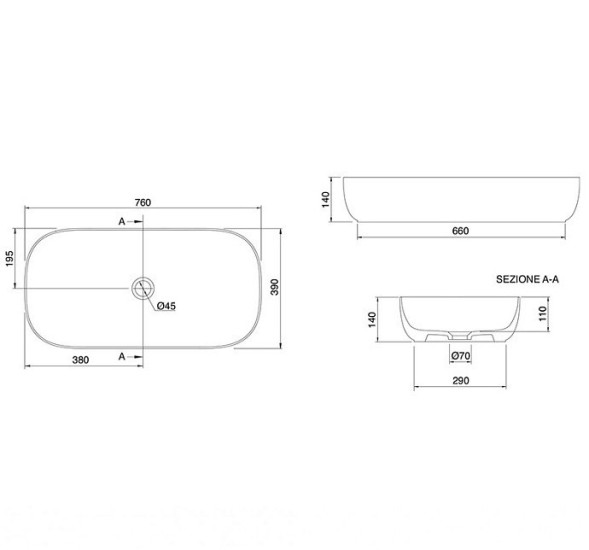 Раковина Scarabeo GLAM накладная без перелива без отверстий цвет белый 1803