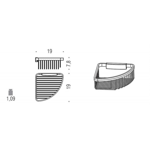 Полочка корзинка COLOMBO DESIGN ANGOLARI B9648 угловая одинарная съемная цвет хром