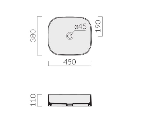 Раковина GALASSIA SMART B 7406 NEMT накладная без отверстий без перелива цвет черный матовый