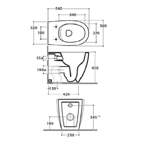 Унитаз GLOBO 4ALL напольный приставной безободковый цвет белый MD004BI