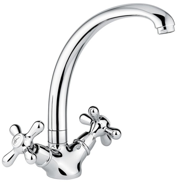 Emmevi Deco Classic, двухвентильный кухонный смеситель (поворотный излив 21 см), без донного клапана, цвет золото 12717/OR