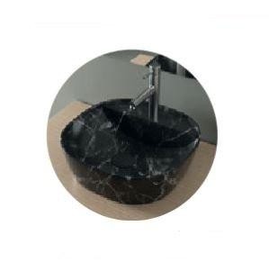NOFER Раковина накладная овальная, с полочкой для смесителя 405x405x120 мм SPIN 40 CG.23598 мрамор черный