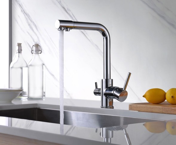 AQG DUO, смеситель для кухни с фильтром, цвет хром