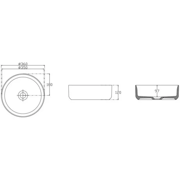 Раковина ISVEA Infinity накладная ШГВ 360*360*120 отверстия для смесителя отсутствуют цвет белый 10NF65036