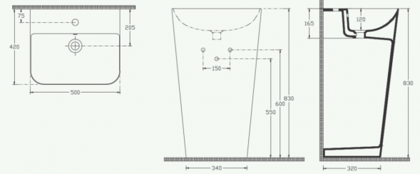 Раковина ISVEA Sott'Aqua напольная ШГВ 500*420*830 цвет мятно-зеленый матовый 10SQ37001-2T