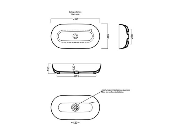 Раковина HATRIA HAPPY HOUR Y8AL01 накладная без отверстия без перелива цвет белый