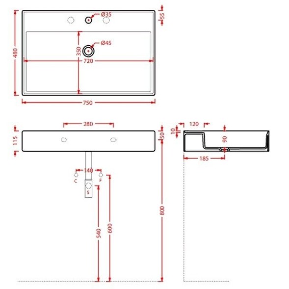 Раковина Artceram Scalino  подвесная/накладная с одним отверстием цвет белый SCL008 01 00