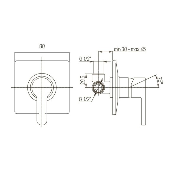 Paini Смеситель для душа Arena встраиваемый, хром (CR)