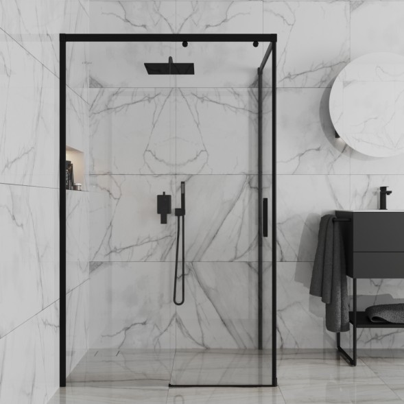 Paini Душевое ограждение 120х80 см Dax, прямоугольное, раздвижное, универсальное, черный (YO)
