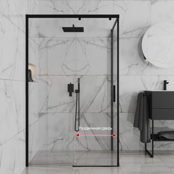 Paini Душевое ограждение 120х80 см Dax, прямоугольное, раздвижное, универсальное, черный (YO)