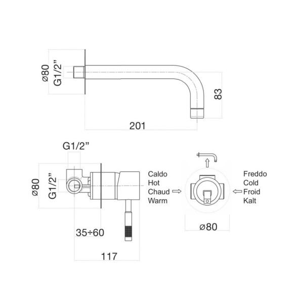 Смеситель для раковины Webert Rimini RI830606010. белый